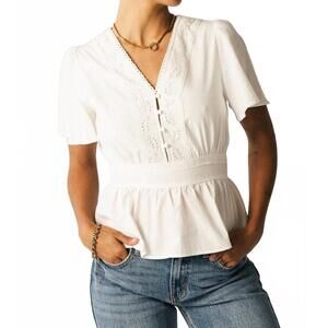 NEW IN FEBRUARY embroidered cotton blouse in ivory